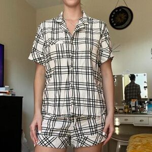 Victoria's Secret Black and White Plaid Shirt